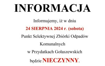 Zdjęcie do Uwaga, w najbliższą sobotę PSZOK nieczynny