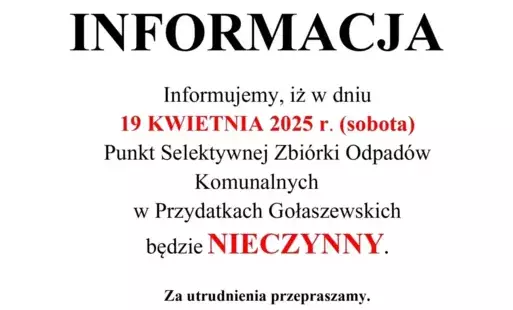 Zdjęcie do Uwaga, PSZOK będzie nieczynny