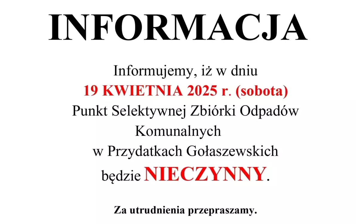 Zdjęcie do Uwaga, PSZOK będzie nieczynny