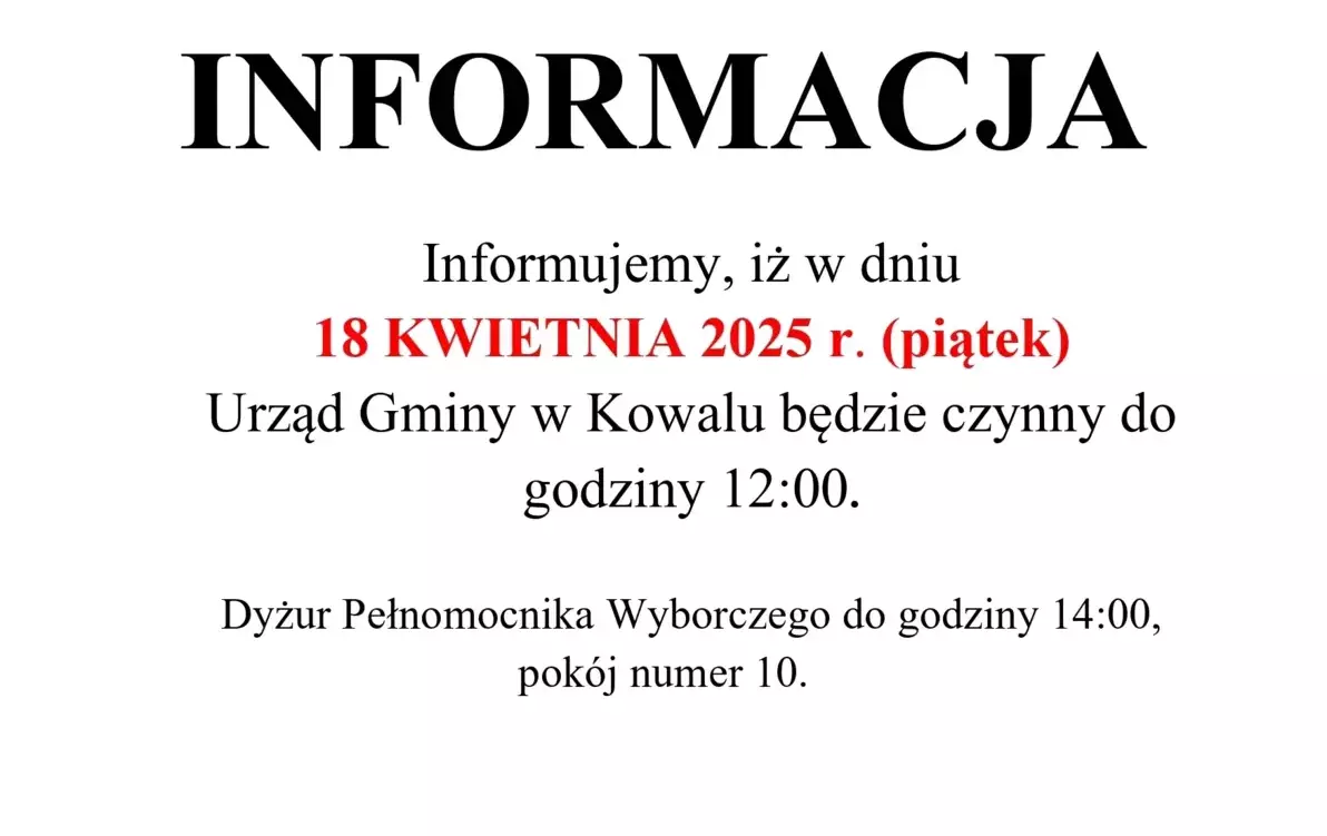 Zdjęcie do W Wielki Piątek Urząd czynny kr&oacute;cej