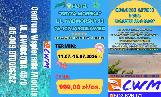 Zdjęcie do Kolonia letnia z odrobiną luksusu BRYZA MORSKA w Jarosławcu, przy samej plaży Dubaj 