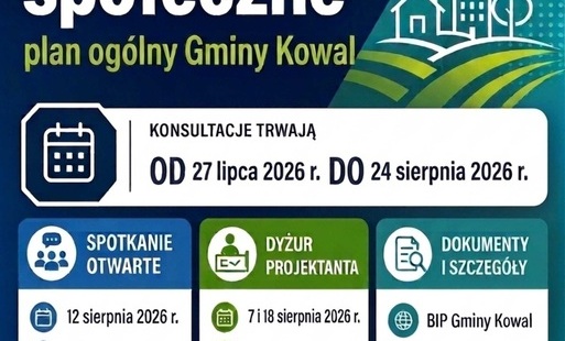 Zdjęcie do Konsultacje społeczne w sprawie planu og&oacute;lnego Gminy Kowal